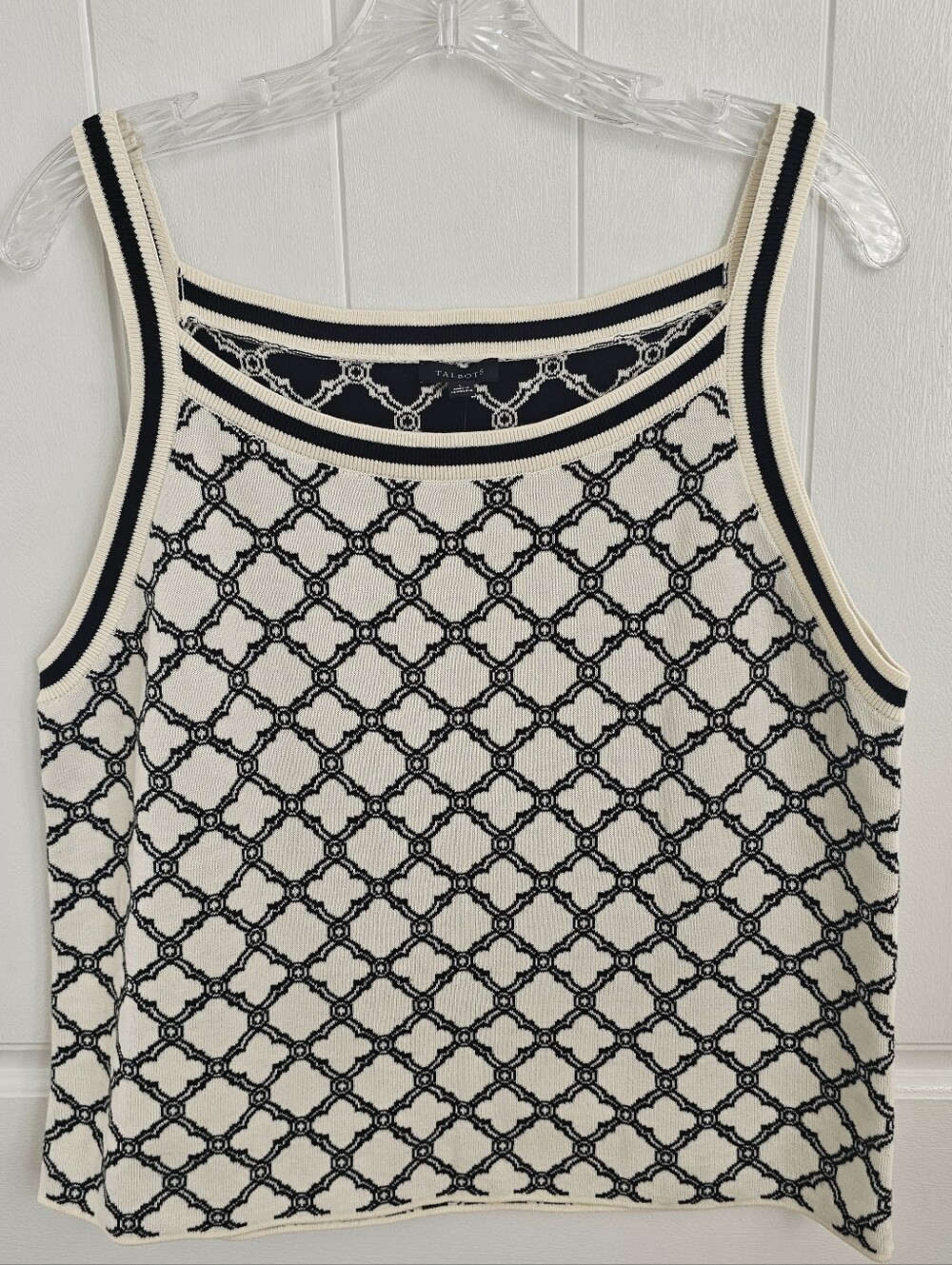 NWT TALBOTS Lattice Jacquard Tipped Halter Top